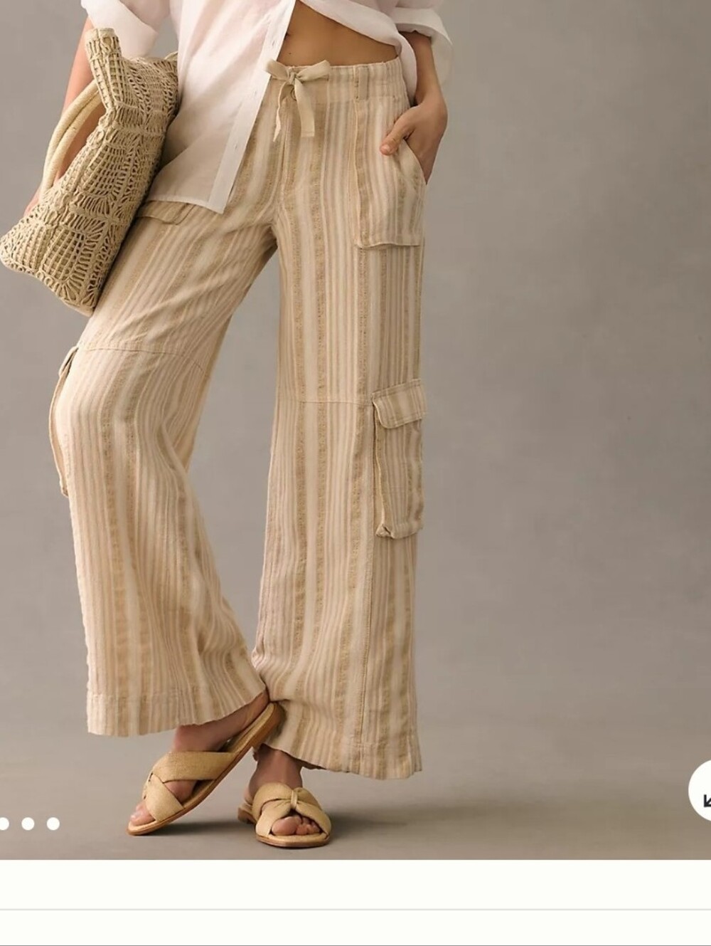 Anthropologie Pilcro Wide-Leg Cargo Pants Size 32 Linen Blend